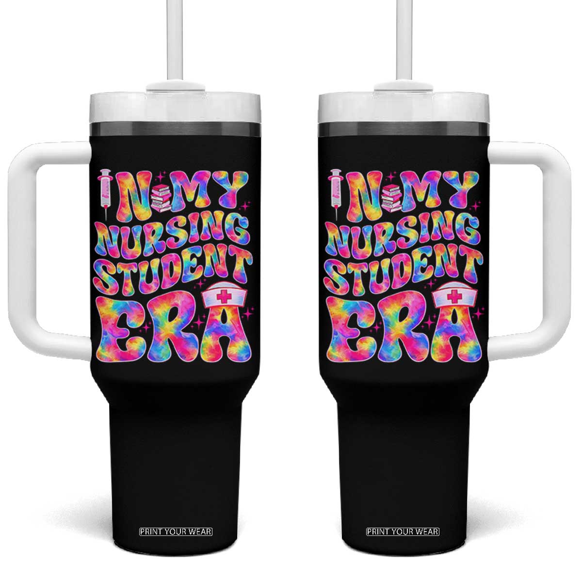 In My Nursing Student Era Tumbler With Handle Future Nurse Gift TS12 One Size: 40 oz Black Print Your Wear