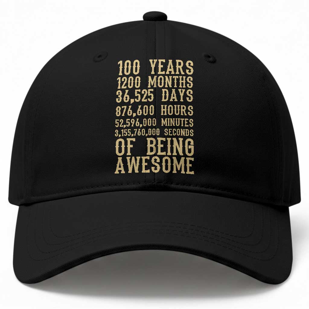 Vintage 100th Birthday Gift Baseball Cap 100 Years Of Being Awesome