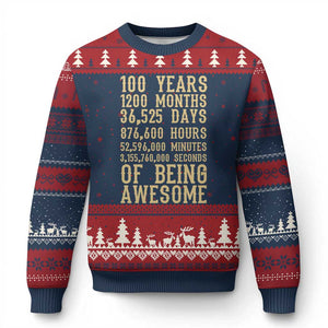 Vintage 100th Birthday Gift Ugly Christmas Sweater 100 Years Of Being Awesome
