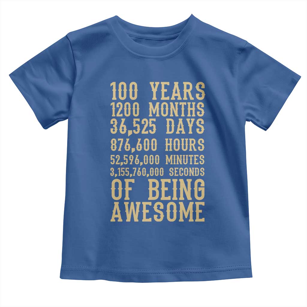 Vintage 100th Birthday Gift Toddler T Shirt 100 Years Of Being Awesome