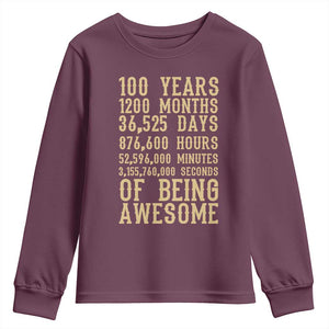 Vintage 100th Birthday Gift Youth Sweatshirt 100 Years Of Being Awesome