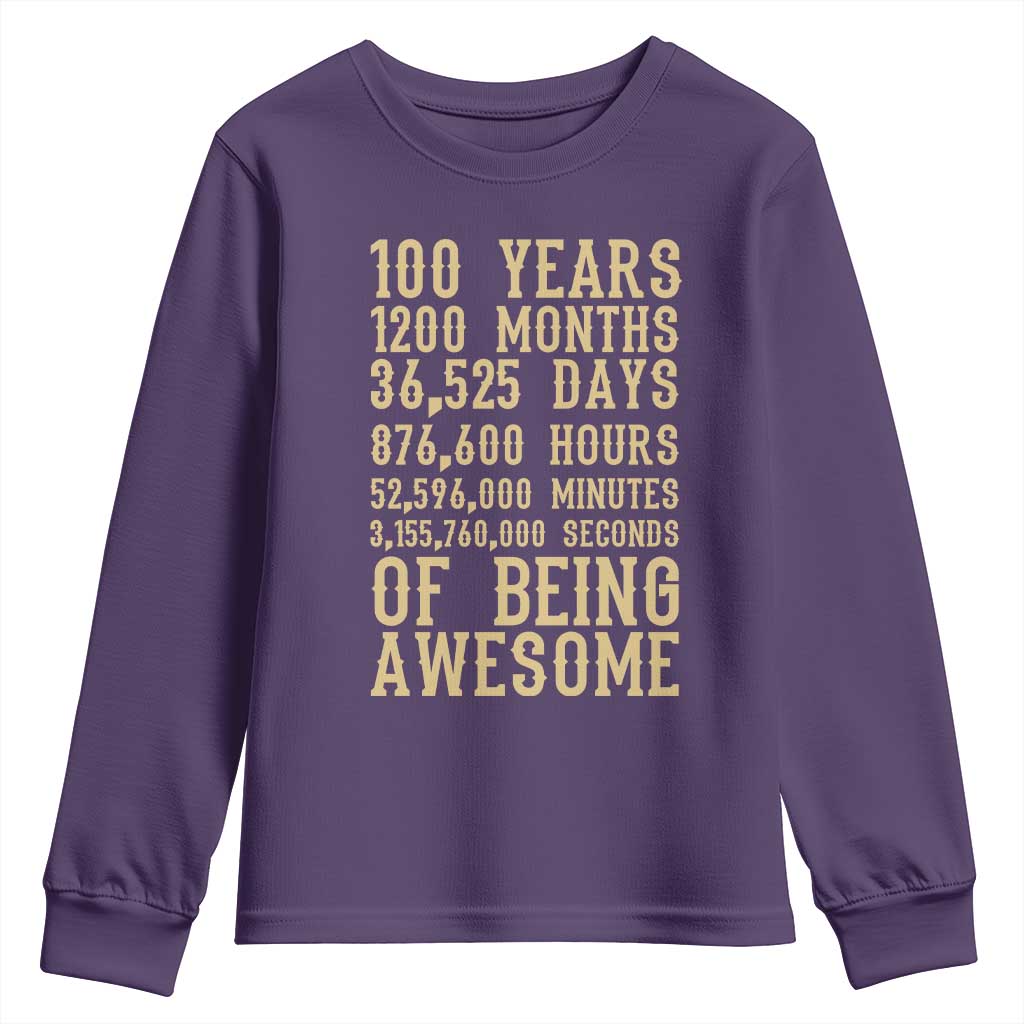 Vintage 100th Birthday Gift Youth Sweatshirt 100 Years Of Being Awesome