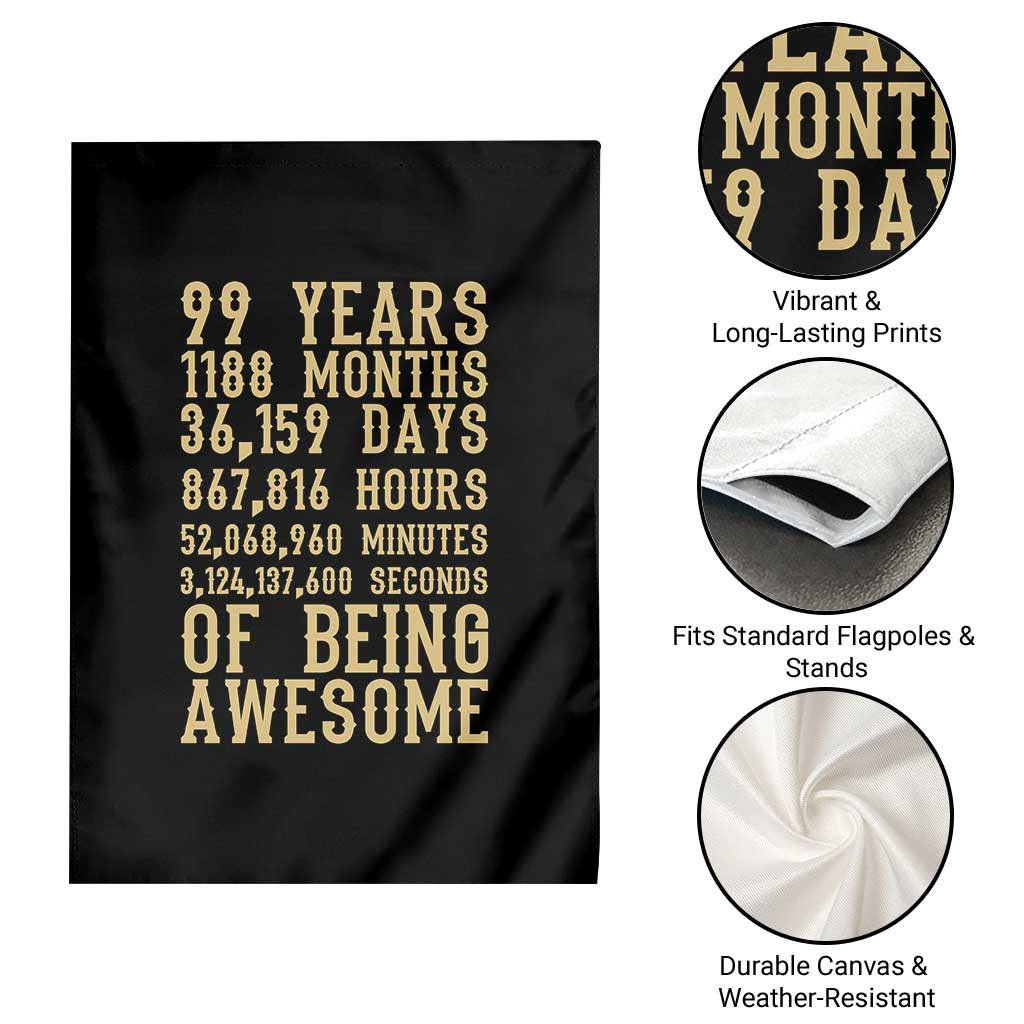 Vintage 99th Birthday Gift Garden Flag 99 Years Of Being Awesome