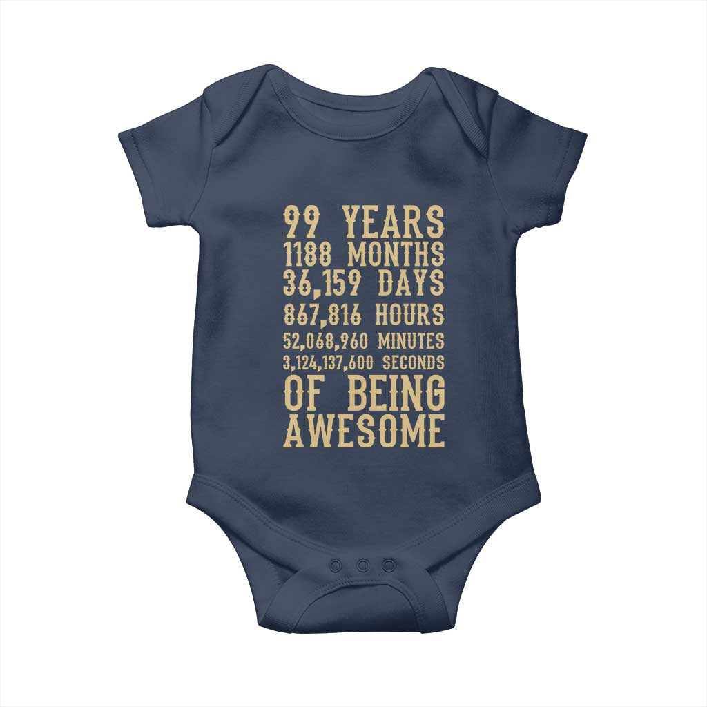 Vintage 99th Birthday Gift Baby Onesie 99 Years Of Being Awesome
