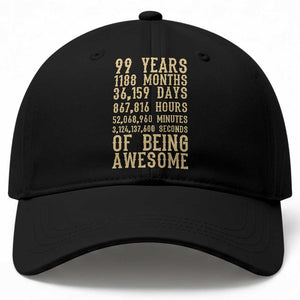 Vintage 99th Birthday Gift Baseball Cap 99 Years Of Being Awesome