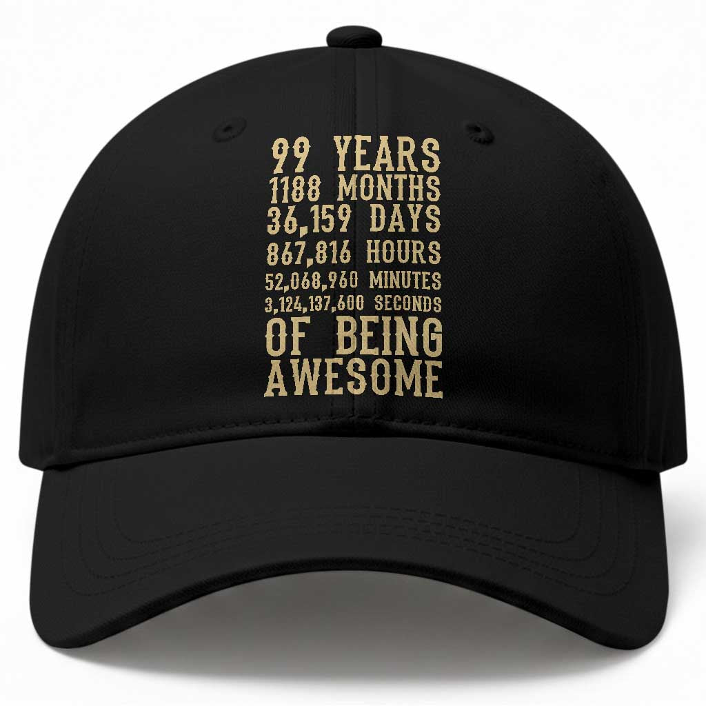 Vintage 99th Birthday Gift Baseball Cap 99 Years Of Being Awesome TS12 Print Your Wear
