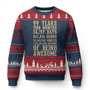 Vintage 99th Birthday Gift Ugly Christmas Sweater 99 Years Of Being Awesome