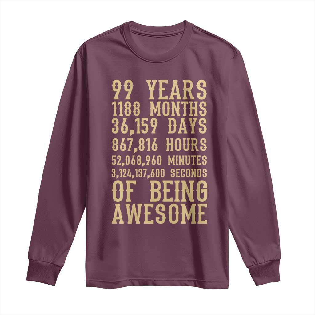 Vintage 99th Birthday Gift Long Sleeve Shirt 99 Years Of Being Awesome