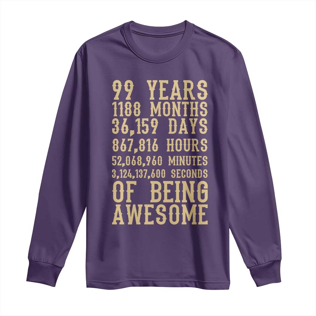 Vintage 99th Birthday Gift Long Sleeve Shirt 99 Years Of Being Awesome