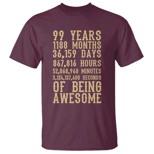 Vintage 99th Birthday Gift T Shirt 99 Years Of Being Awesome