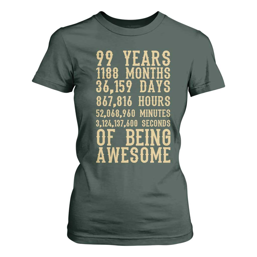 Vintage 99th Birthday Gift T Shirt For Women 99 Years Of Being Awesome
