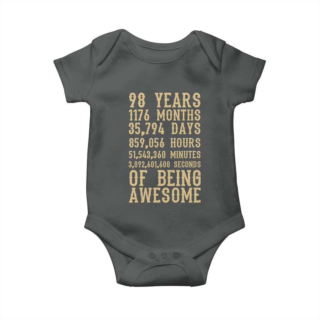 Vintage 98th Birthday Gift Baby Onesie 98 Years Of Being Awesome