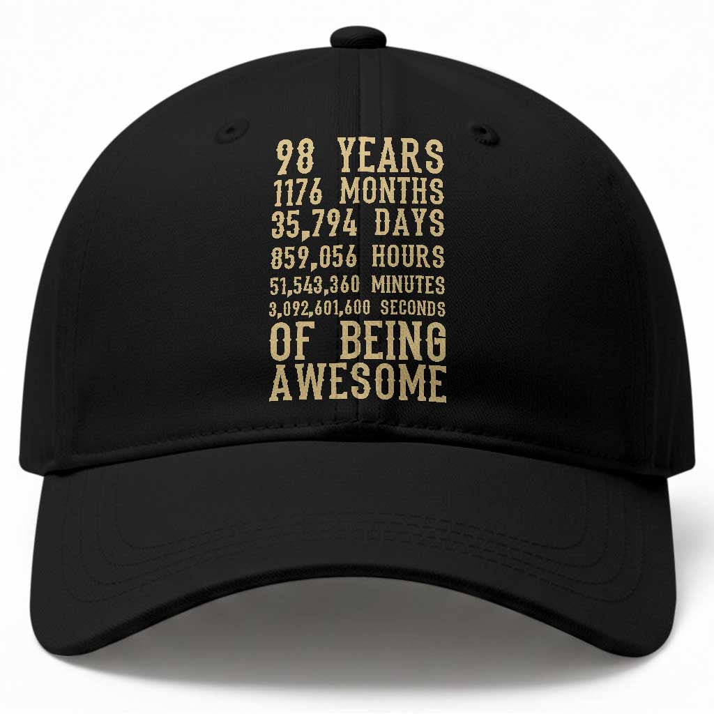 Vintage 98th Birthday Gift Baseball Cap 98 Years Of Being Awesome