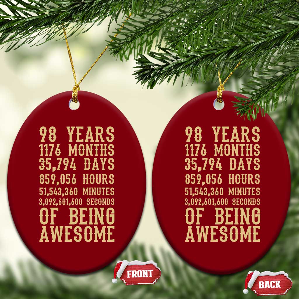 Vintage 98th Birthday Gift Ceramic Ornament 98 Years Of Being Awesome