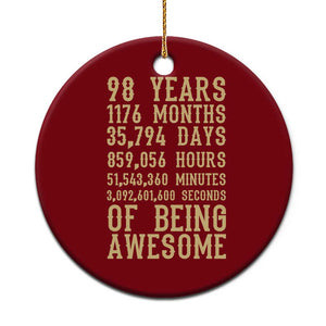 Vintage 98th Birthday Gift Ceramic Ornament 98 Years Of Being Awesome