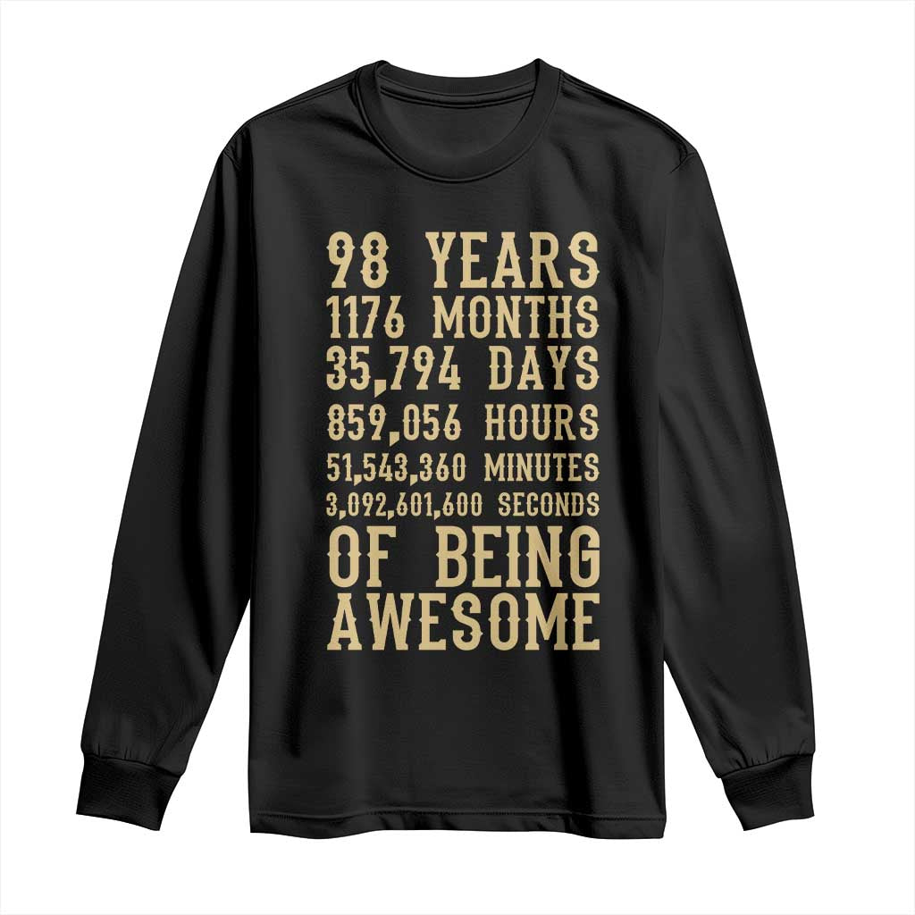 Vintage 98th Birthday Gift Long Sleeve Shirt 98 Years Of Being Awesome