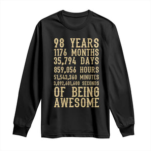 Vintage 98th Birthday Gift Long Sleeve Shirt 98 Years Of Being Awesome