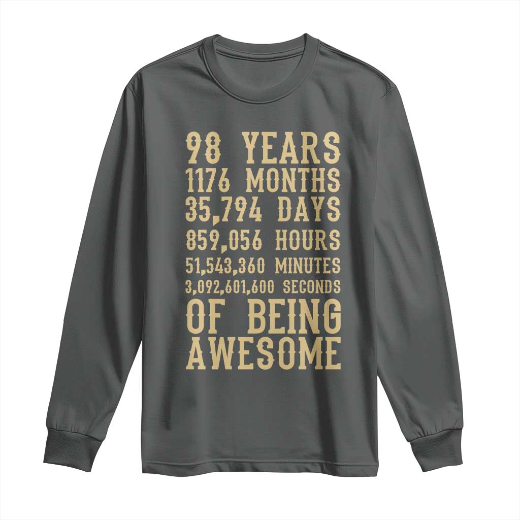 Vintage 98th Birthday Gift Long Sleeve Shirt 98 Years Of Being Awesome