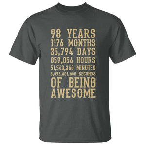 Vintage 98th Birthday Gift T Shirt 98 Years Of Being Awesome