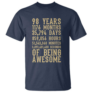 Vintage 98th Birthday Gift T Shirt 98 Years Of Being Awesome