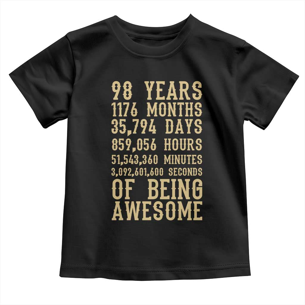Vintage 98th Birthday Gift Toddler T Shirt 98 Years Of Being Awesome