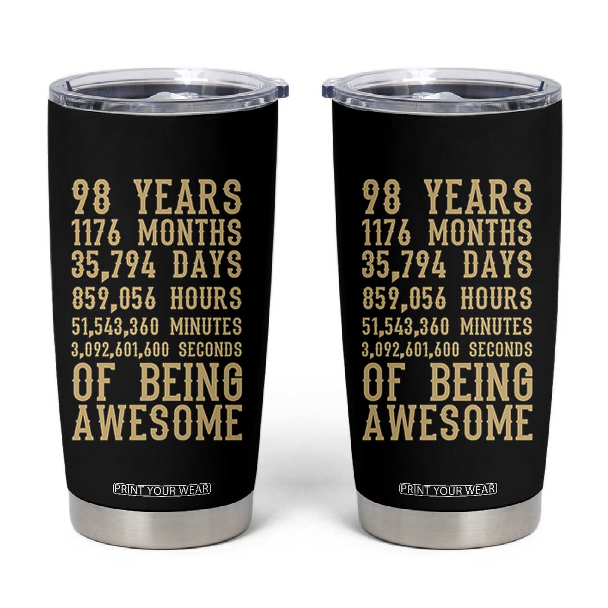 Vintage 98th Birthday Gift Tumbler Cup 98 Years Of Being Awesome