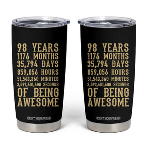 Vintage 98th Birthday Gift Tumbler Cup 98 Years Of Being Awesome
