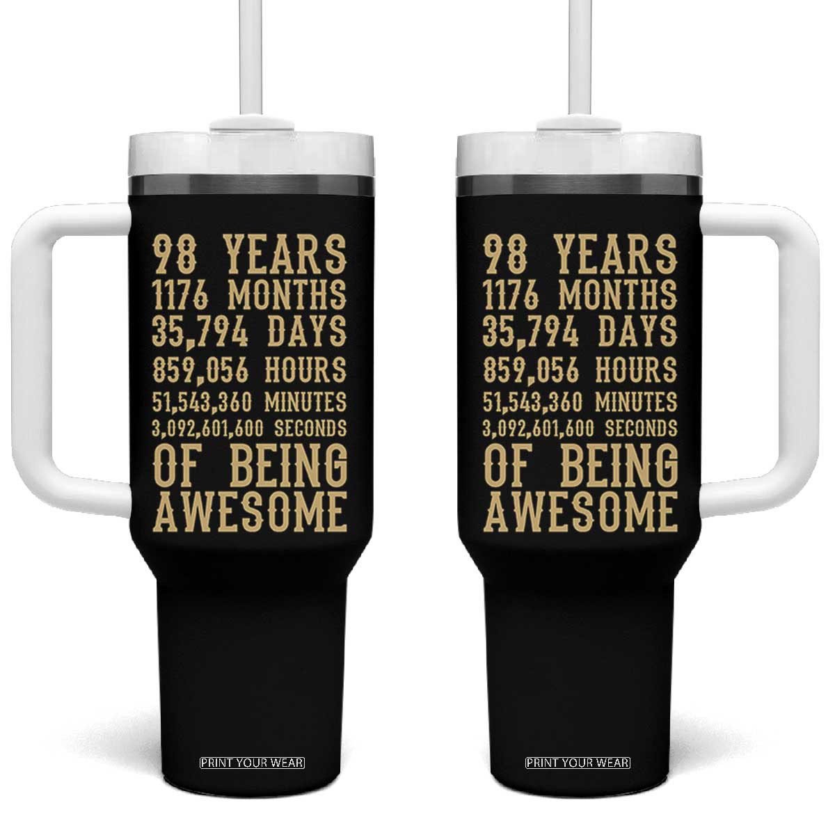 Vintage 98th Birthday Gift Tumbler With Handle 98 Years Of Being Awesome