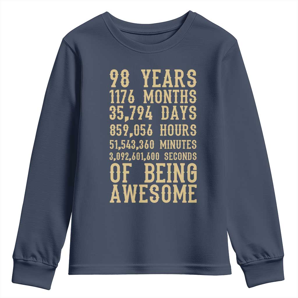 Vintage 98th Birthday Gift Youth Sweatshirt 98 Years Of Being Awesome