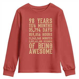 Vintage 98th Birthday Gift Youth Sweatshirt 98 Years Of Being Awesome