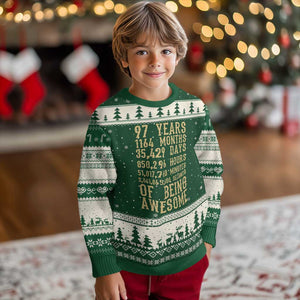 Vintage 97th Birthday Gift Ugly Christmas Sweater 97 Years Of Being Awesome
