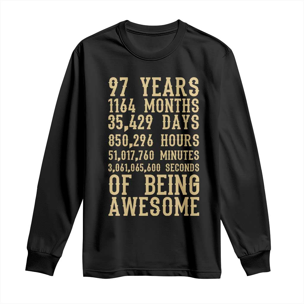 Vintage 97th Birthday Gift Long Sleeve Shirt 97 Years Of Being Awesome TS12 Black Print Your Wear