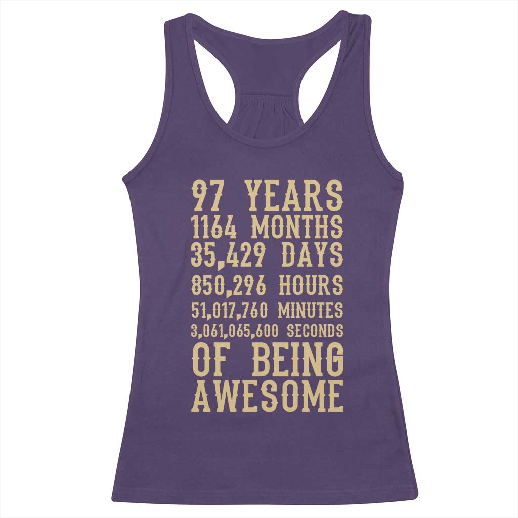 Vintage 97th Birthday Gift Racerback Tank Top 97 Years Of Being Awesome