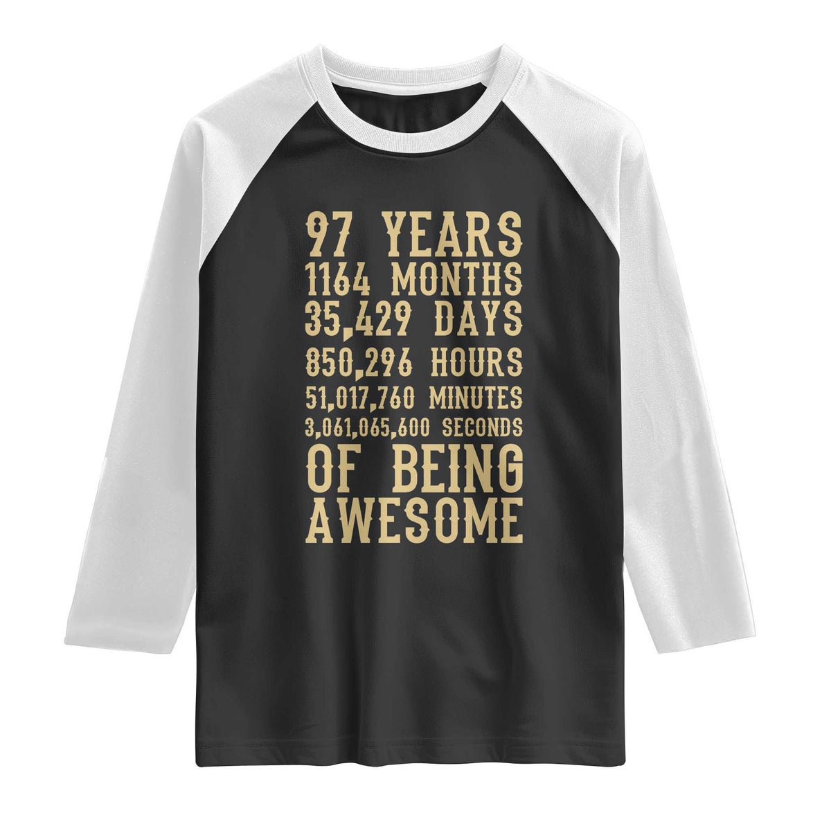 Vintage 97th Birthday Gift Raglan Shirt 97 Years Of Being Awesome