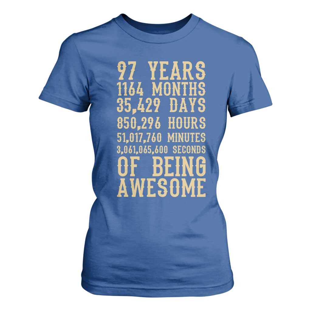 Vintage 97th Birthday Gift T Shirt For Women 97 Years Of Being Awesome