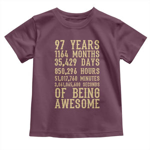 Vintage 97th Birthday Gift Toddler T Shirt 97 Years Of Being Awesome