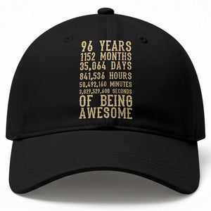 Vintage 96th Birthday Gift Baseball Cap 96 Years Of Being Awesome