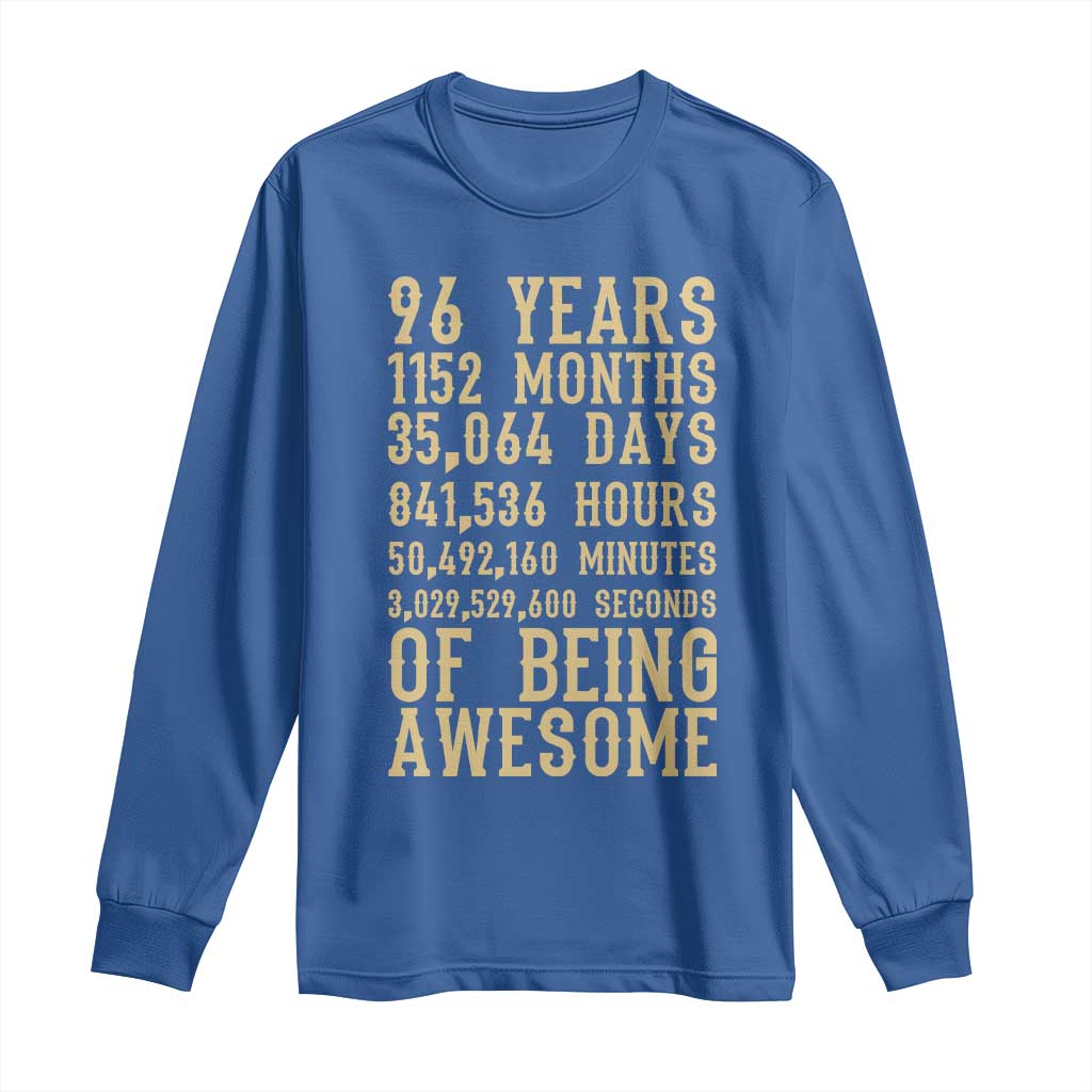 Vintage 96th Birthday Gift Long Sleeve Shirt 96 Years Of Being Awesome
