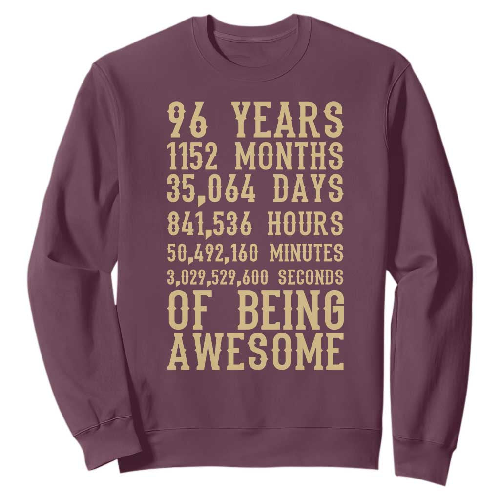 Vintage 96th Birthday Gift Sweatshirt 96 Years Of Being Awesome