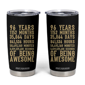 Vintage 96th Birthday Gift Tumbler Cup 96 Years Of Being Awesome