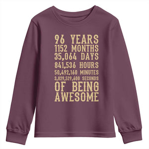 Vintage 96th Birthday Gift Youth Sweatshirt 96 Years Of Being Awesome