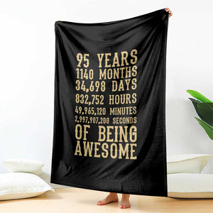 Vintage 95th Birthday Gift Throw Blanket 95 Years Of Being Awesome