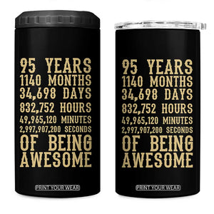 Vintage 95th Birthday Gift 4 in 1 Can Cooler Tumbler 95 Years Of Being Awesome