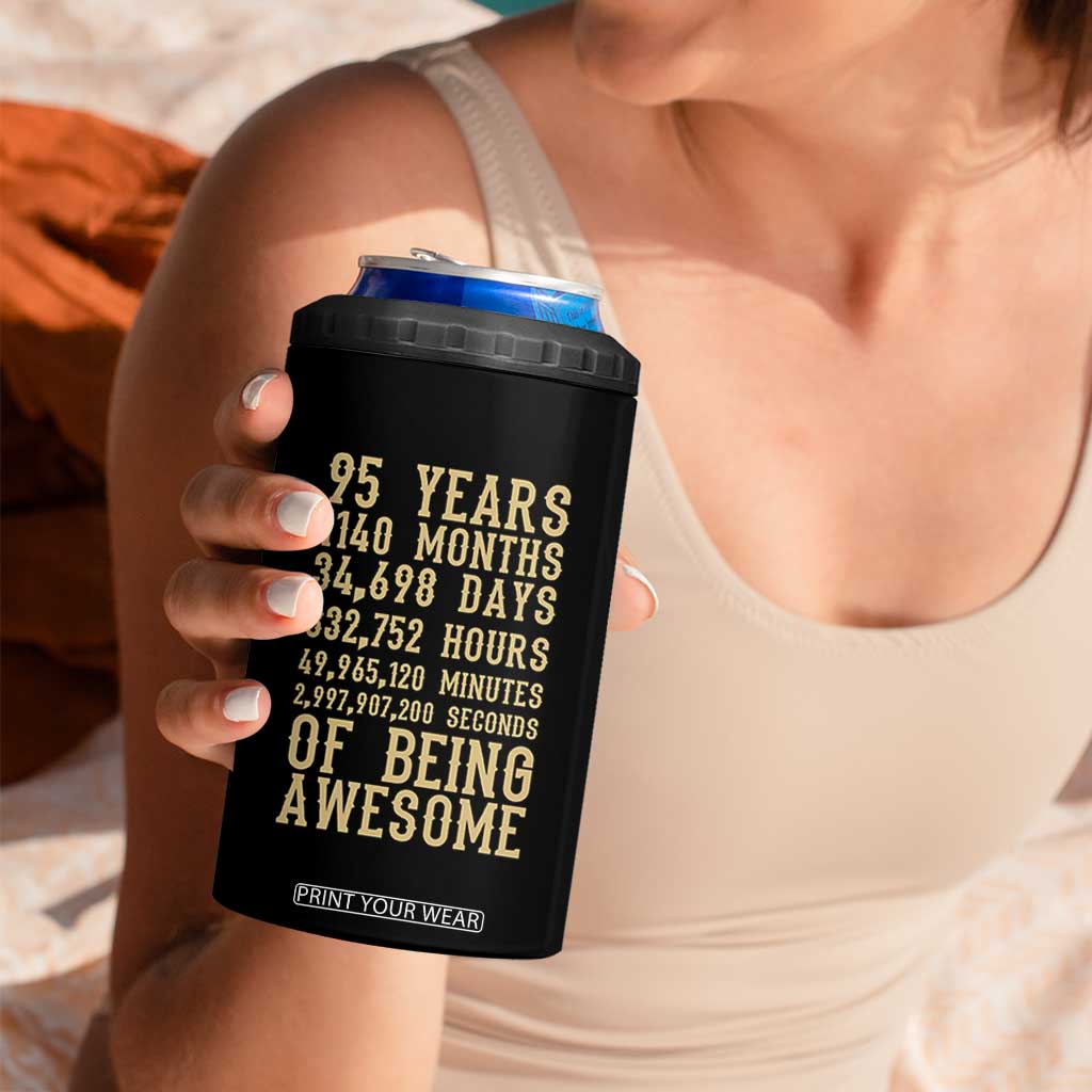 Vintage 95th Birthday Gift 4 in 1 Can Cooler Tumbler 95 Years Of Being Awesome