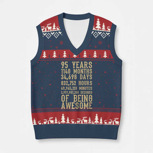 Vintage 95th Birthday Gift V-Neck Knit Sweater Vest 95 Years Of Being Awesome