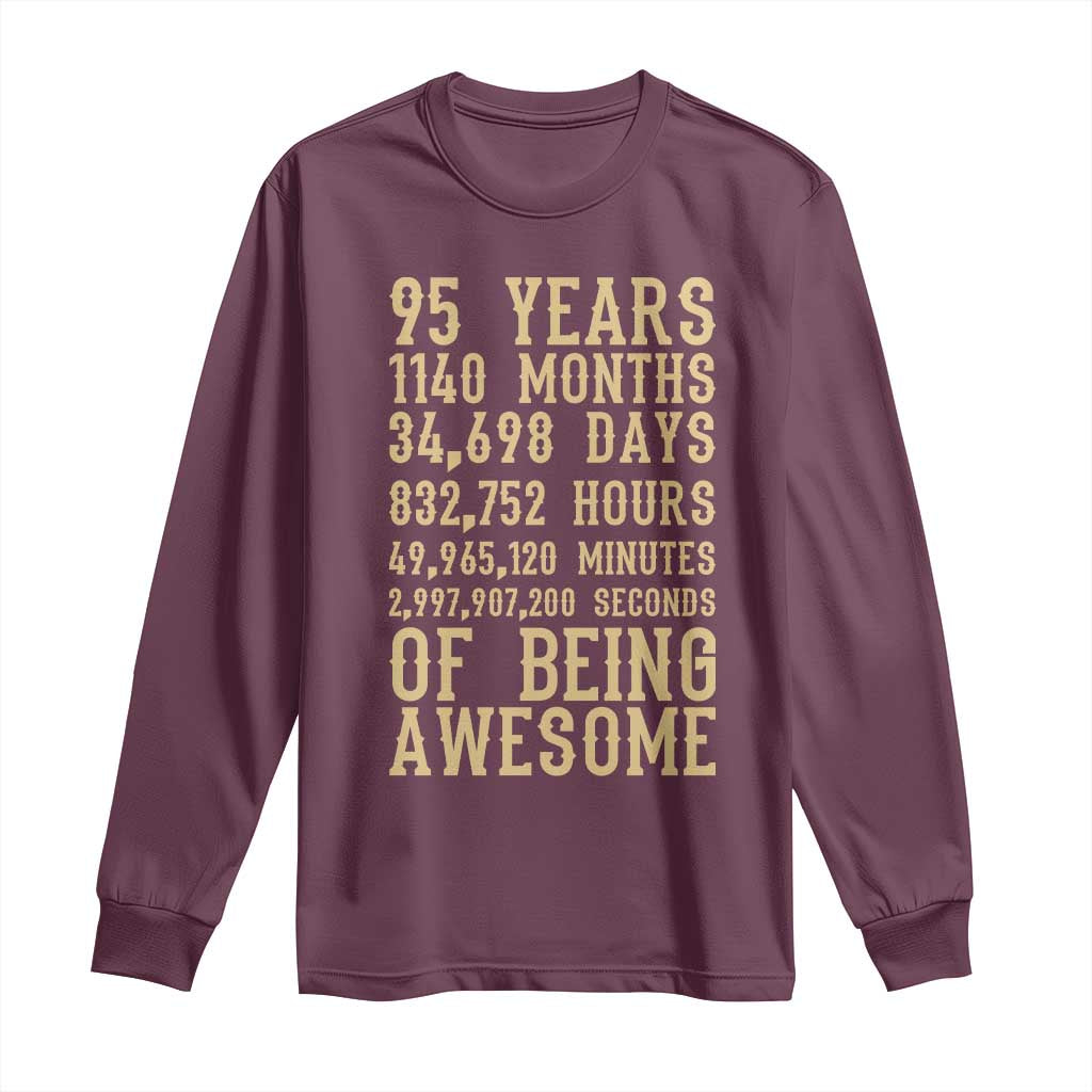 Vintage 95th Birthday Gift Long Sleeve Shirt 95 Years Of Being Awesome