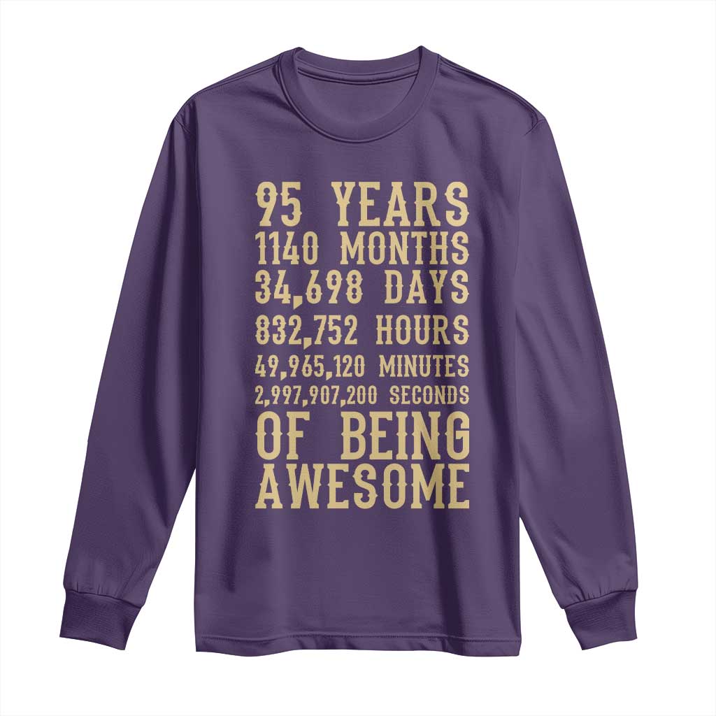 Vintage 95th Birthday Gift Long Sleeve Shirt 95 Years Of Being Awesome