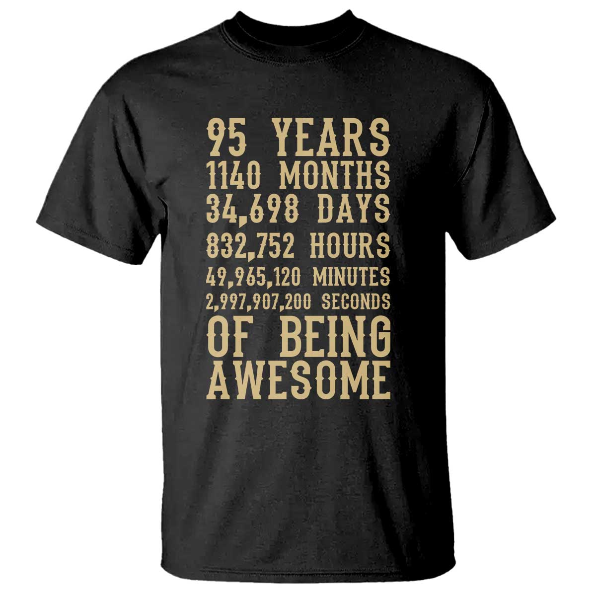 Vintage 95th Birthday Gift T Shirt 95 Years Of Being Awesome TS12 Black Print Your Wear
