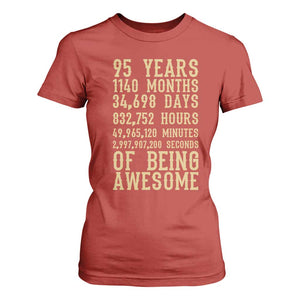 Vintage 95th Birthday Gift T Shirt For Women 95 Years Of Being Awesome