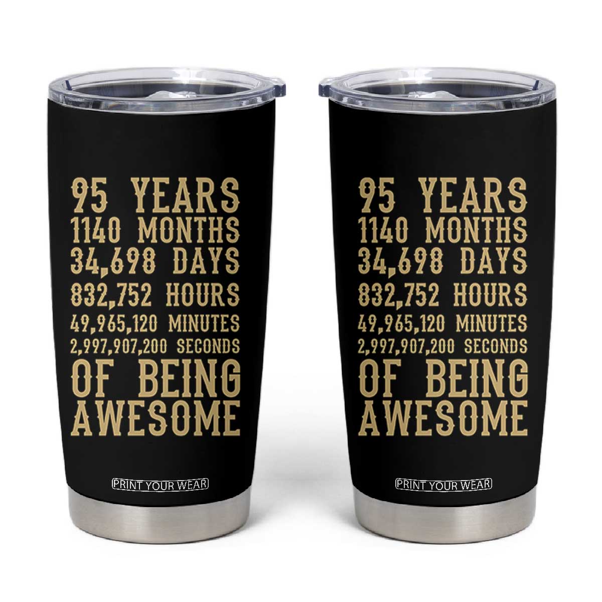 Vintage 95th Birthday Gift Tumbler Cup 95 Years Of Being Awesome